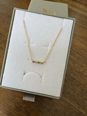 10k Gold Multicolor Bar Necklace